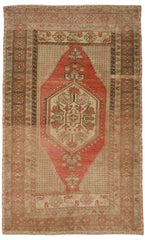 Semi Antiuqe Rug - Turkish Vintage Rug,Beige/Brown,  4'7