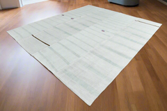 Hemp Old Area Rug, Striped, Bone Beige 11'2