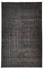 Modern Charcoal Gray Overdyed Black Area Rug 5'10